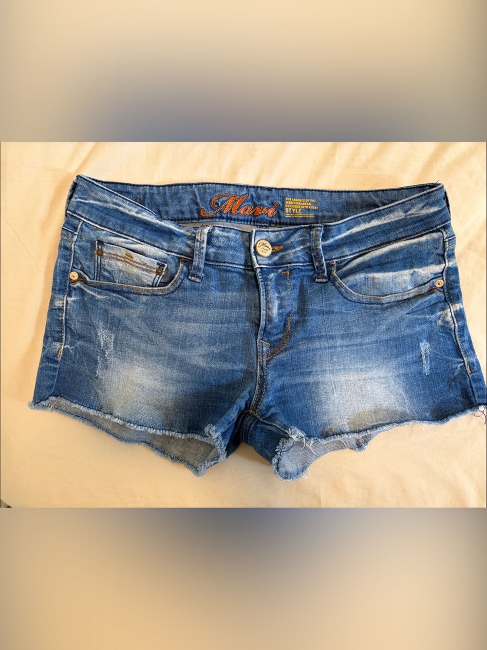 2 for $30 - Mavi - Women's Distressed Blue Denim Cutoff Shorts